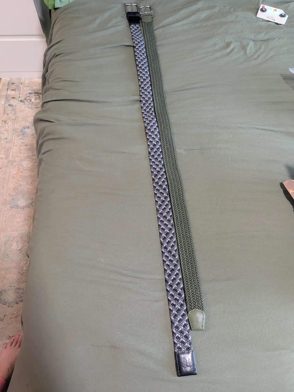 Men's Braided Green & Gray Elastic Belt